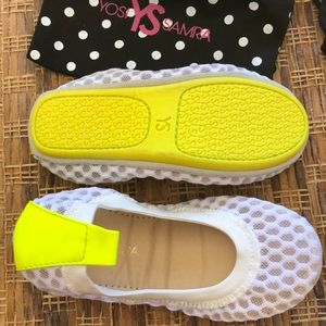 YOSI SAMRA Shoes - YOSI SAMRA Girls WhiteKnit Foldable Ballets YOSI SAMRA Shoes - YOSI SAMRA Girls WhiteKnit Foldable Ballets